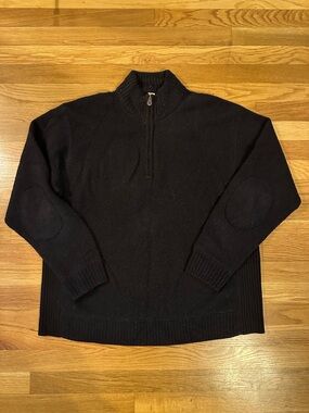 Tommy Bahama Black Half-Zip Sweater with Elbow Patches